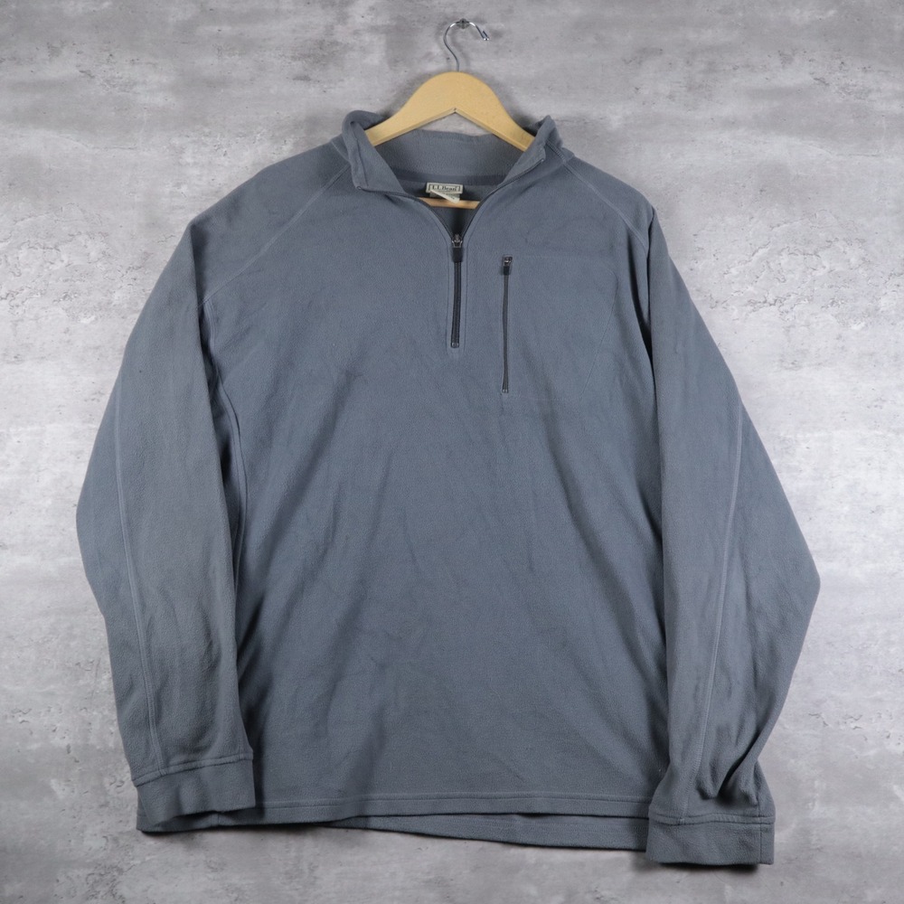 ll bean quarter zip fleece pullover gray boxy mens xl-reg 0bvm2